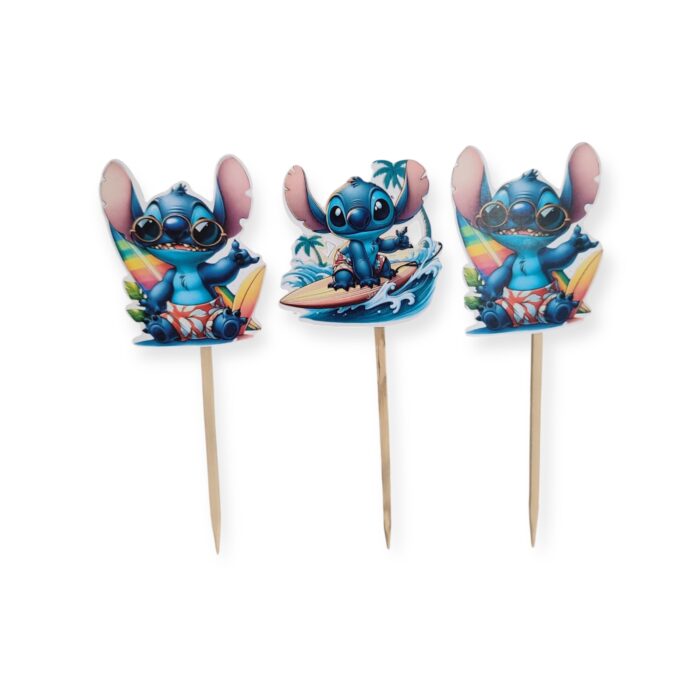 Χειροποίητα ξυλάκια για μπουφέ με θέμα τον Stitch (10 τμχ)